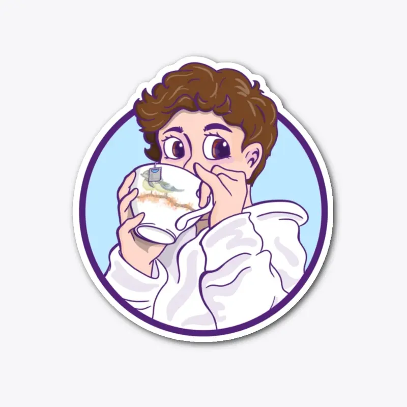 Tea Sip Sticker - Brown Hair